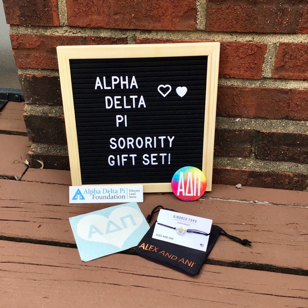 Alpha Delta Pi gift set!! w/ ALEX AND ANI bracelet